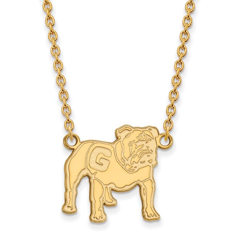 14k Gold Plated Silver U Of Georgia Large Pendant Necklace